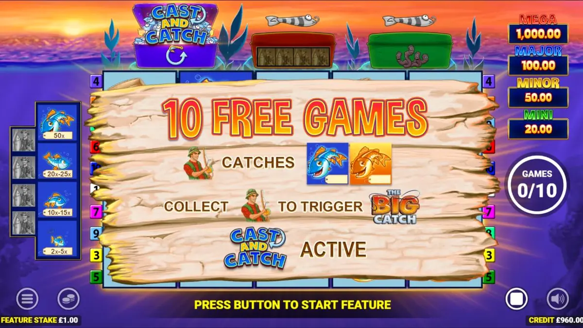 Tampilan visual slot Fishin Frenzy Lure Em In dengan tema memancing yang cerah